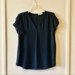 Navy Flutter Sleeve Loft Top